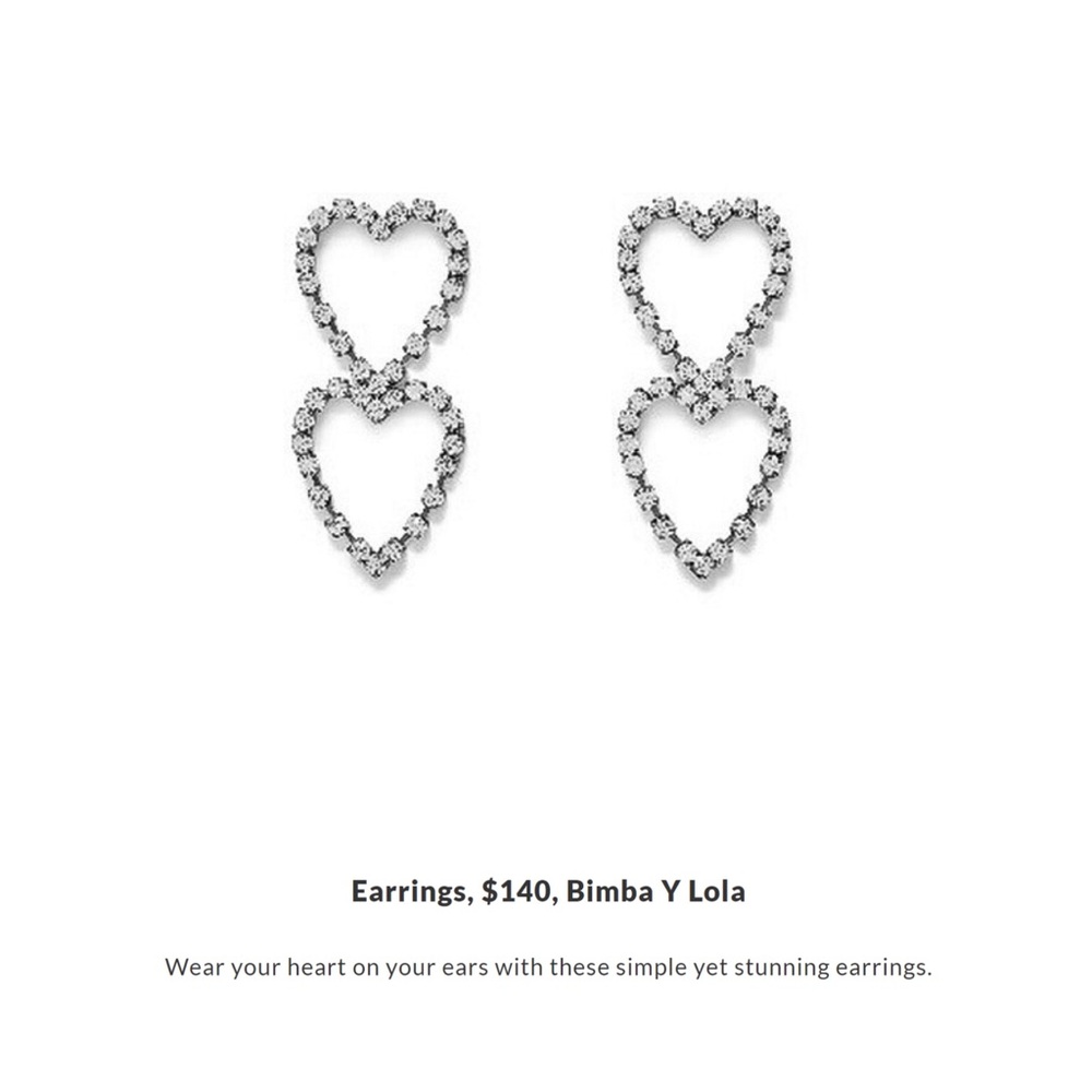 BimbaYLola Sliver Crystal Cup Chain Heart Earring - Picture 2 of 8